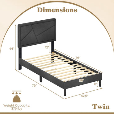 Modern Queen/Full/Twin Size Upholstered Platform Bed Frame with Geometric Tufting Headboard