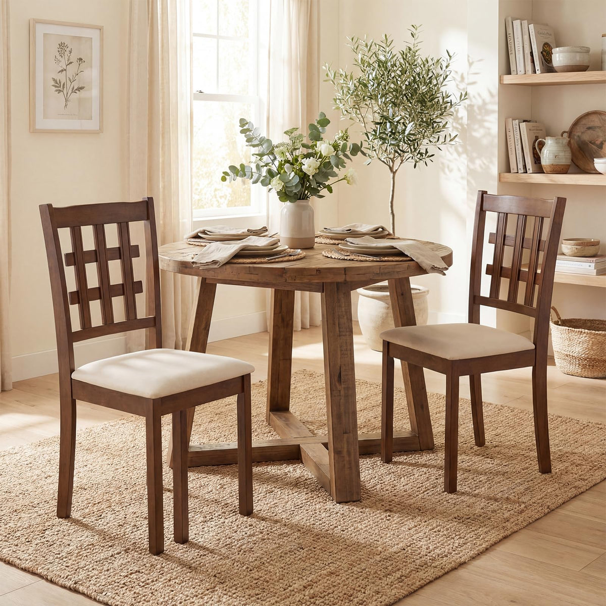 GOFLAME Wooden Dining Chairs Set of 2/4 for Dining Room