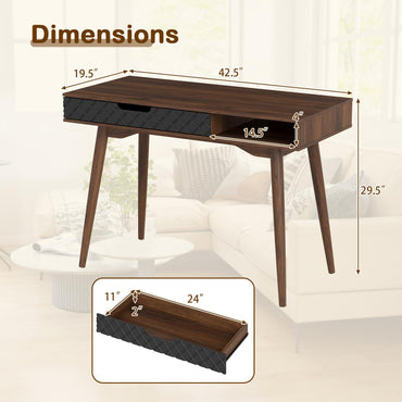 Goflame Mid Century Modern Desk 42.5" Vintage Computer Desk