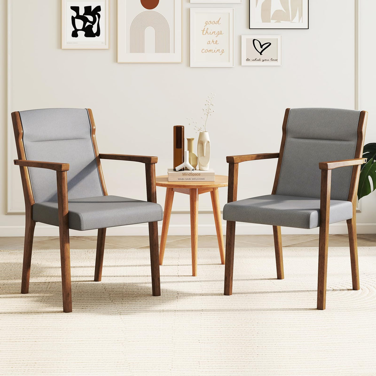 Goflame Mid Century Modern Dining Chairs Set of 2/4 Upholstered Accent Chair with High Back