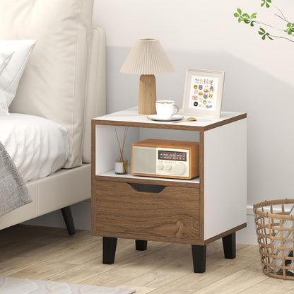 Goflame Mid Century Modern Nightstand with Metal Legs