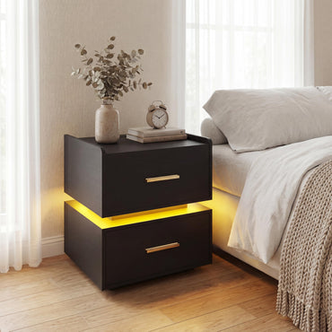 Goflame LED Night Stand with Charging Station & 2 Storage Drawers (1/2)
