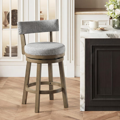 Goflame Swivel Bar Stool | 27" Counter Height Stool with Linen Fabric Upholstered Seat & Back