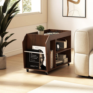 Goflame Rolling End Table with Storage