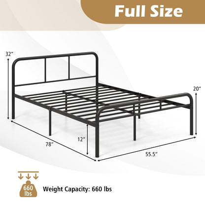 Goflame Twin Size Bed Frame, Modern Metal Platform Bed with Headboard and Footboard, Heavy Duty Steel Slat Support Mattress Foundation