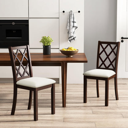 Goflame Wood Dining Chairs Set of 2, Farmhouse Kitchen Chair with Rubber Wood Legs, Max Load 400 Lbs