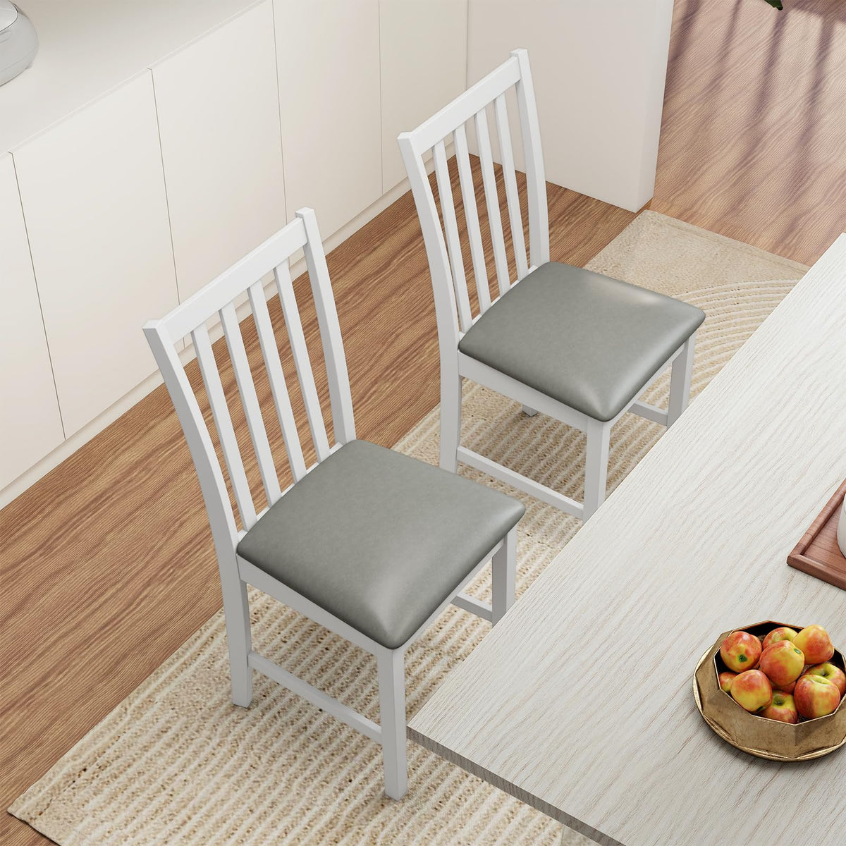 Goflame Wooden Dining Chairs Set of 2/4 Faux Leather Upholstered Kitchen Chair w/Rubber Wood Legs