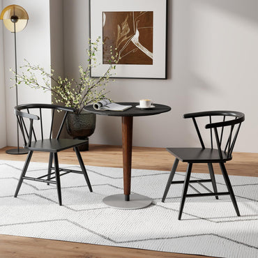 Goflame Windsor Dining Chairs Set of 2/4 Mid-Century Modern Black Kitchen Chairs w/Solid Rubber Wood Frame