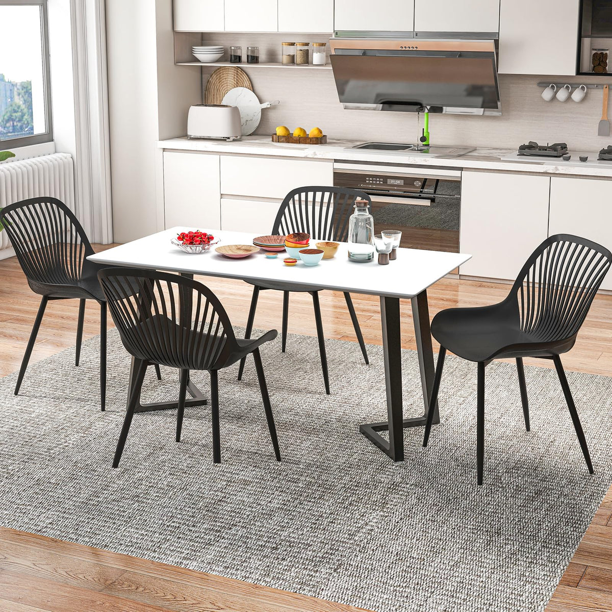 Goflame Black Dining Chairs Set of 4, Modern Kitchen Chairs w/Metal Legs