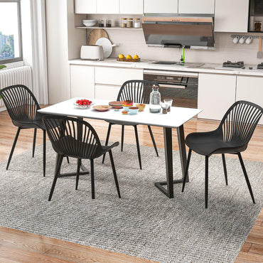 Goflame Black Dining Chairs Set of 4, Modern Kitchen Chairs w/Metal Legs
