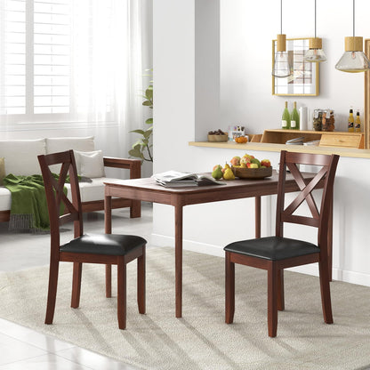 Goflame Wood Dining Chairs, Faux Leather Upholstered Dining Chairs with Rubber Wood Legs