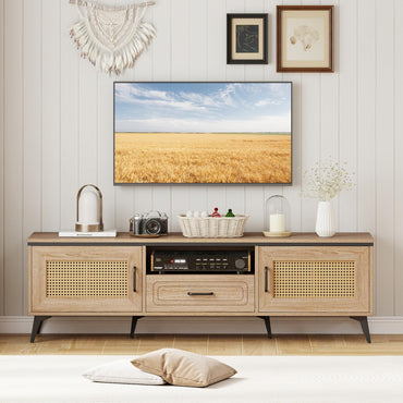 Goflame TV Stand for 60/65 Inch TV | Boho Entertainment Center with Storage Cabinets