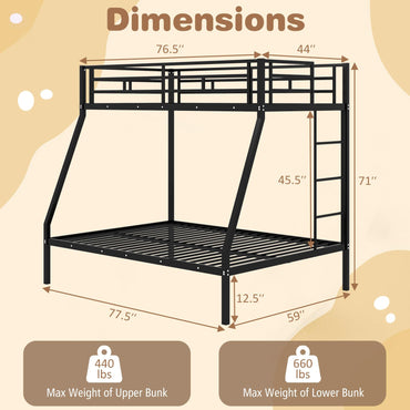 Goflame Metal Bunk Beds Twin Over Full Size