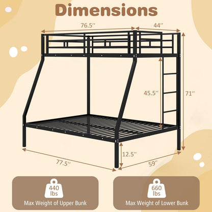 Goflame Metal Bunk Beds Twin Over Full Size