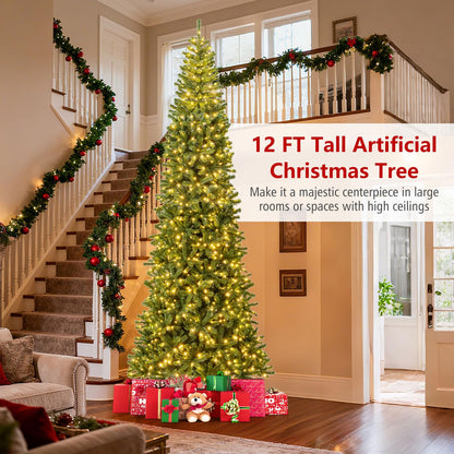 Goflame 12 FT Pre-Lit Artificial Christmas Tree with Quick Power Connector