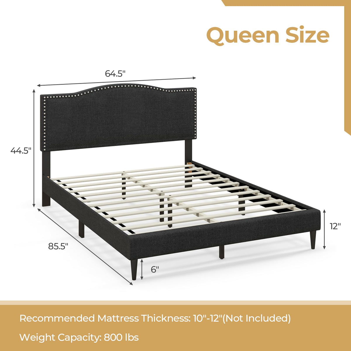 Goflame Queen Bed Frame with Headboard
