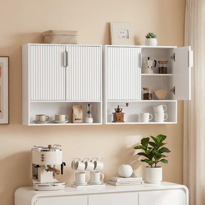 Goflame Fluted Bathroom Wall Cabinet | Over-the-Toilet Medicine Cabinet w/ 2 Doors