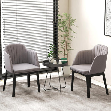 Goflame Modern Dining Chairs, Upholstered Velvet Accent Chairs w/Curved Backrests & Rubber Wood Legs