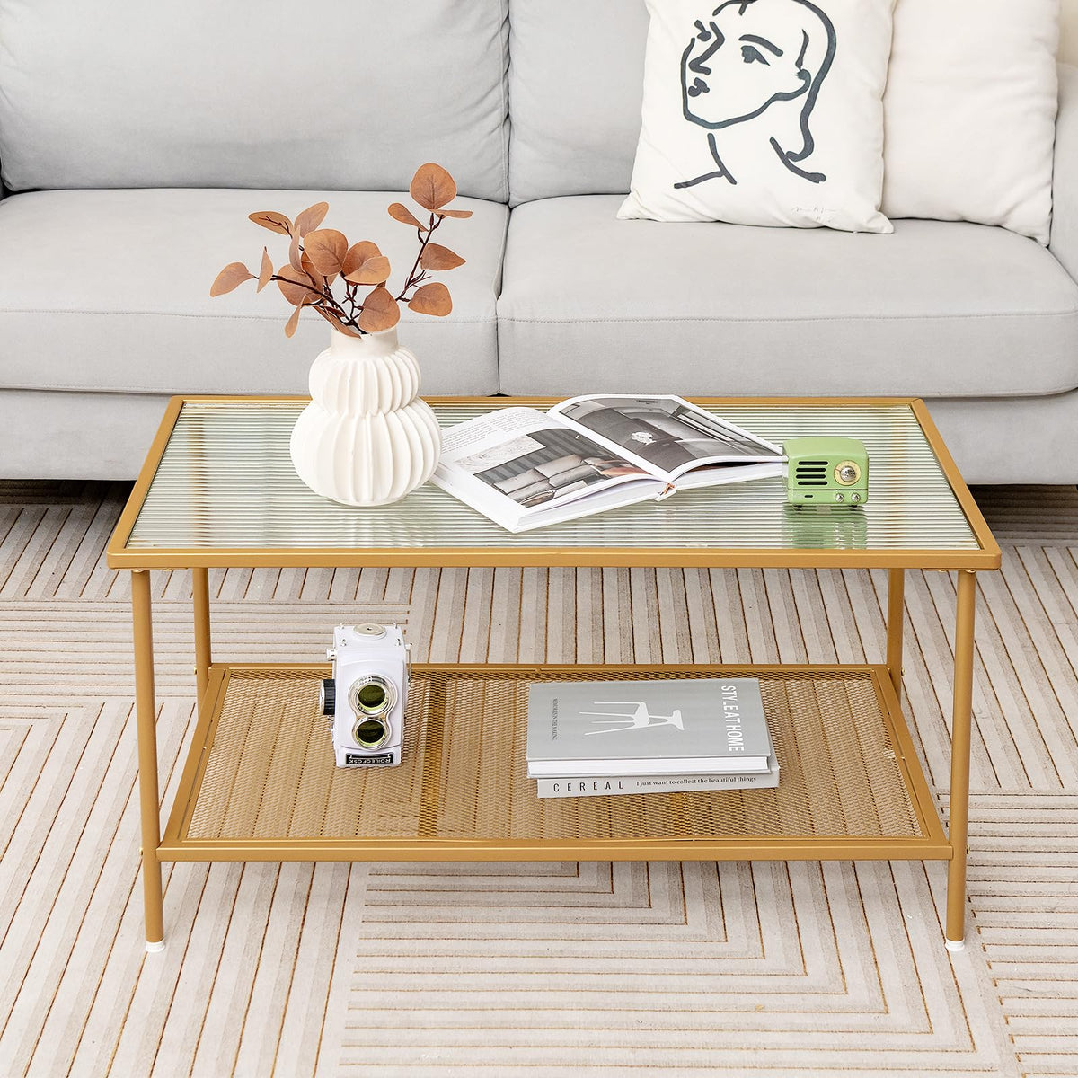Goflame 2-Tier Modern Coffee Table