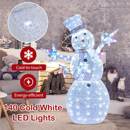 Goflame 5 FT Lighted Snowman Christmas Outdoor Decoration with Hat, Scarf & Stars