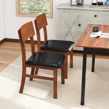 Goflame Wooden Dining Chairs Set Kitchen Side Chairs w/Rubber Wood Legs Faux Leather Upholstered Seat