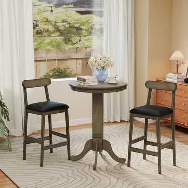 Goflame Farmhouse Bar Stools Set of 2/4 with Rubber Wood Legs for Kitchen