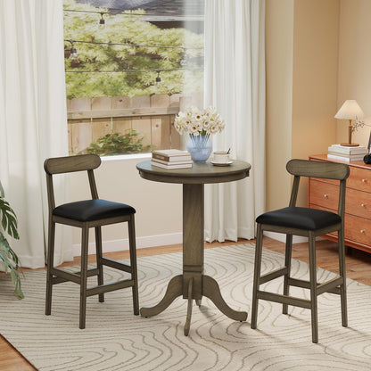 Goflame Farmhouse Bar Stools Set of 2/4 with Rubber Wood Legs for Kitchen