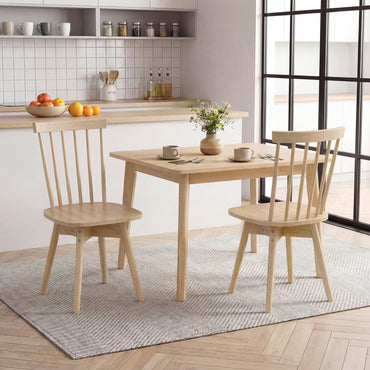 Goflame Windsor Mid Century Rubber Wood Kitchen Chairs with Swivel Seat & Spindle Back (2/4)