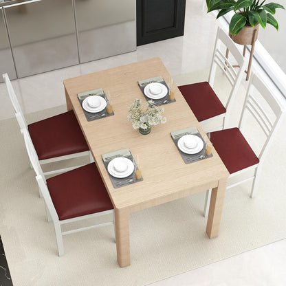 Goflame Wooden Dining Chairs Set of 2/4 Armless Kitchen Chairs w/Slat Backrest