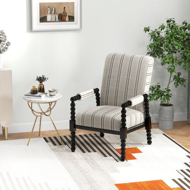 Goflame Mid Century Modern Spindle Accent Chair Set of 1/2, Upholstered Armchair w/Rubber Wood Frame