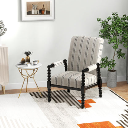 Goflame Mid Century Modern Spindle Accent Chair Set of 1/2, Upholstered Armchair w/Rubber Wood Frame