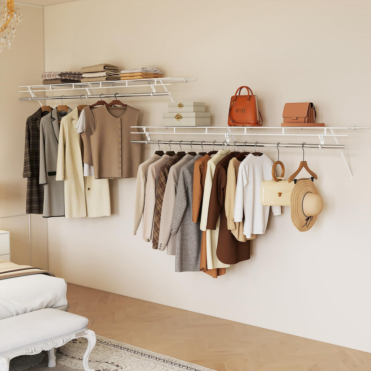 Goflame 6 ft Wall Mounted Closet Shelf with Hanging Rod