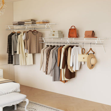Goflame 6 ft Wall Mounted Closet Shelf with Hanging Rod