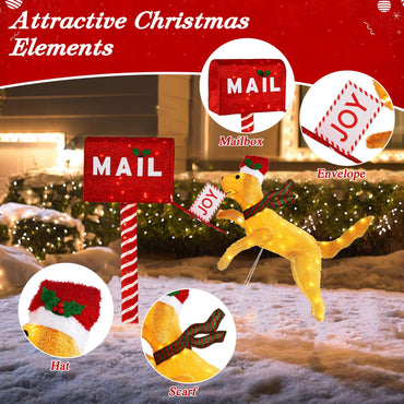 Goflame 3.5 FT Lighted Dachshund Climbing Mailbox, Pre-Lit Christmas Holiday Decoration
