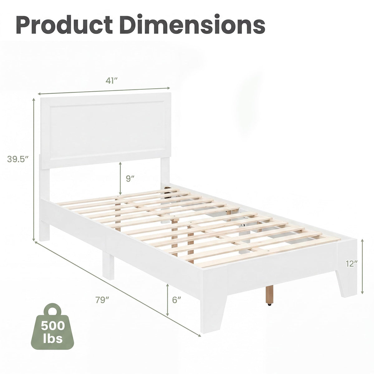 Goflame Twin/Full/Queen Size Wooden Bed Frame with Wood Slat Support