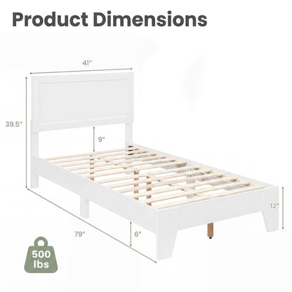 Goflame Twin/Full/Queen Size Wooden Bed Frame with Wood Slat Support