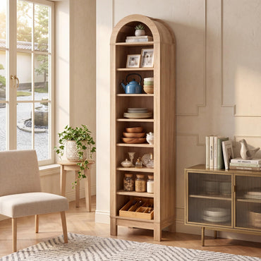 Goflame 71" Tall 8-Tier Arched Modern Bookshelf with 3 Adjustable Shelves (1/2)