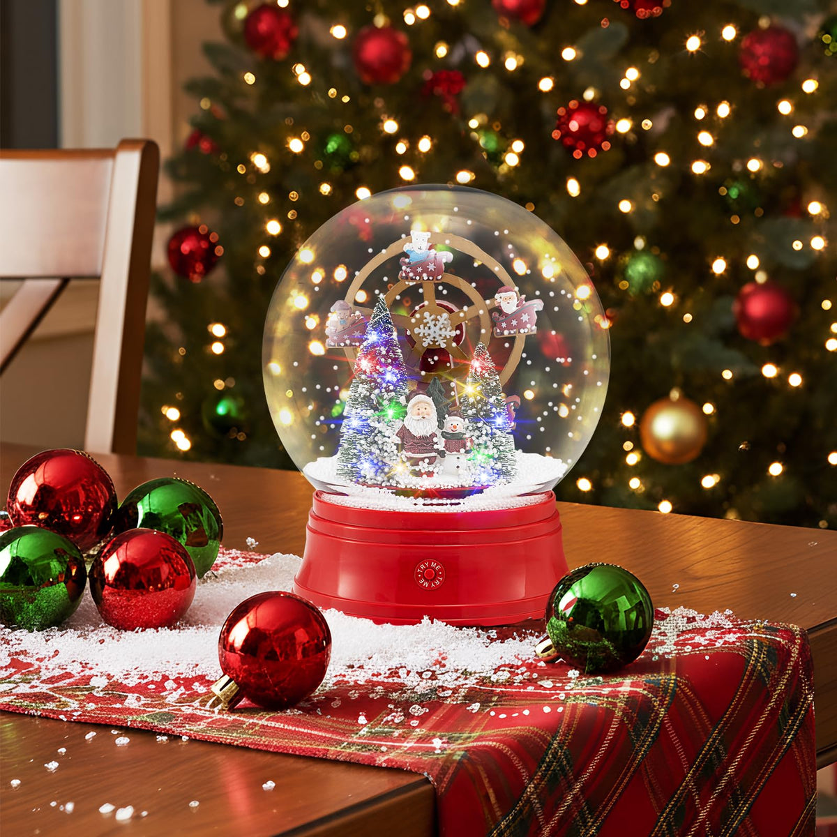 Goflame 5 Ft Christmas Snow Globe Lantern ( Snowing Santa with Ferris Wheel )