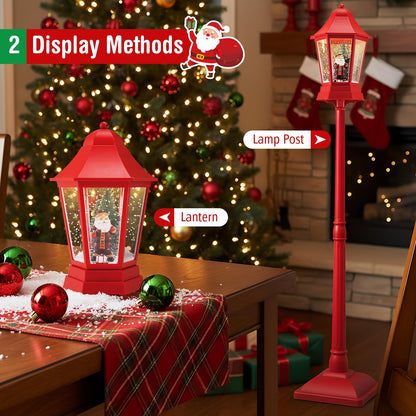 Goflame 2-in-1 Musical Lamp Post & Snow Globe Lantern (Snowing Santa)