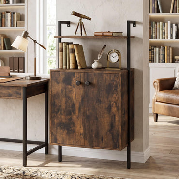 Goflame 38" Tall Bookshelf with Storage Cabinet (1/2)
