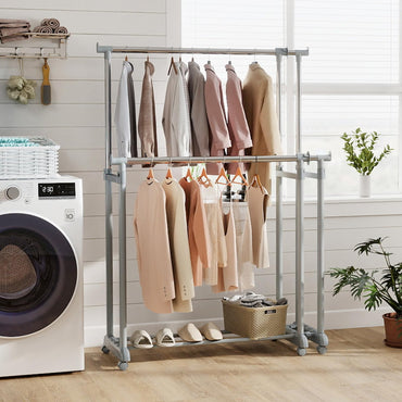 Goflame Portable Garment Clothin Rack with Adjustable Height & Width for Laundry