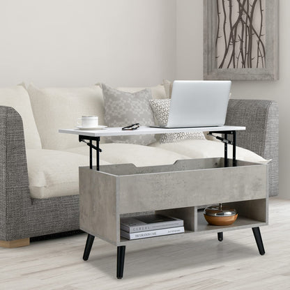 Goflame Lift Top Coffee Table, Modern Cocktail Table w/Hidden Compartment & 2 Open Shelves