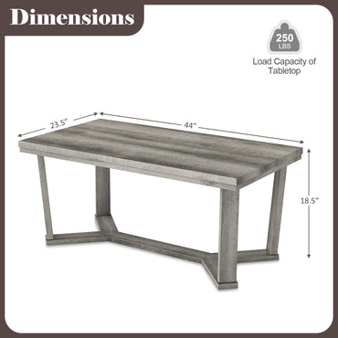 Goflame Farmhouse Wood Coffee Table with Cross-Shaped Base & Rubber Wood Frame