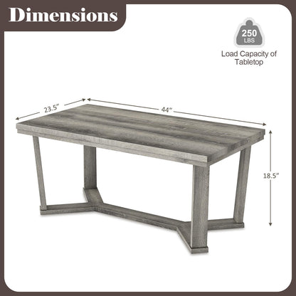 Goflame Farmhouse Wood Coffee Table with Cross-Shaped Base & Rubber Wood Frame