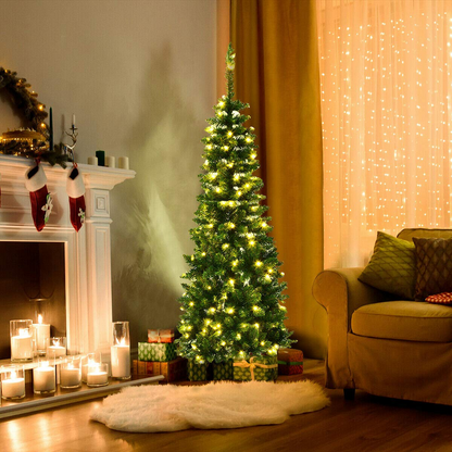 Goflame Prelit Pencil Christmas Tree, 4.5FT Premium Hinged Fir Tree - GoflameUS