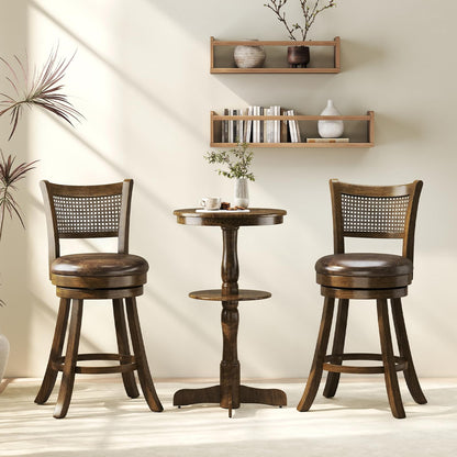 Goflame 25" Swivel Bar Stools Set of 2/4 with Footrest & Rubber Wood Frame