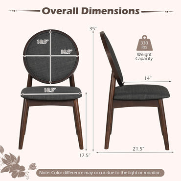 Goflame Set of 2/4 Upholstered Linen Fabric Kitchen Side Chairs with Padded Seat