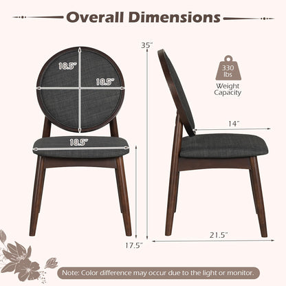 Goflame Set of 2/4 Upholstered Linen Fabric Kitchen Side Chairs with Padded Seat