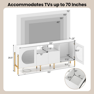 Goflame White TV Stand for TVs up to 70" Modern Entertainment Center with Power Outlets
