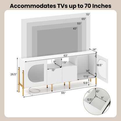Goflame White TV Stand for TVs up to 70" Modern Entertainment Center with Power Outlets